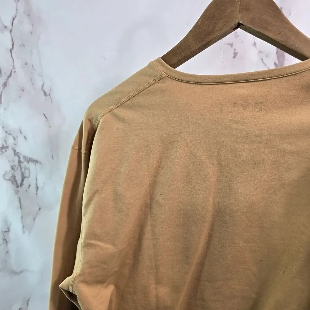 Bylt Shirt Mens Large Orange Drop Cut Henley Luxe Long Sleeve Tee T Button